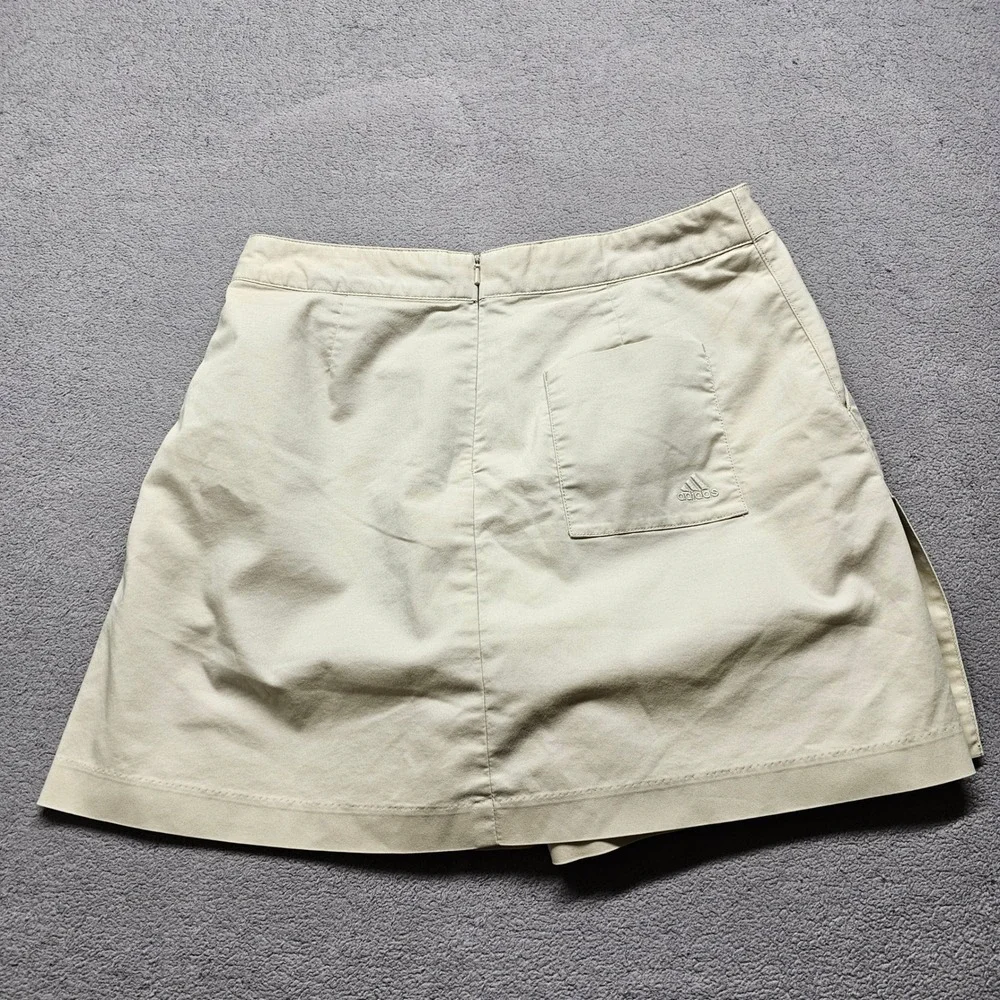 Adidas Skort Womens Size 6 Beige Stretch Golf Athletic Side Slit Back Zipper
